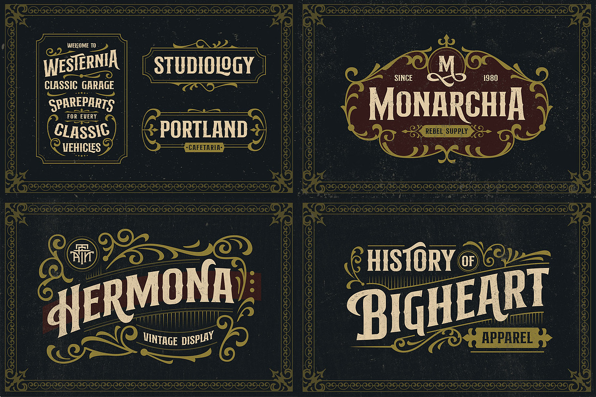 Vintage Font Bundle & Ornaments, a Font by Arterfak Project (Photo 6 of 13)
