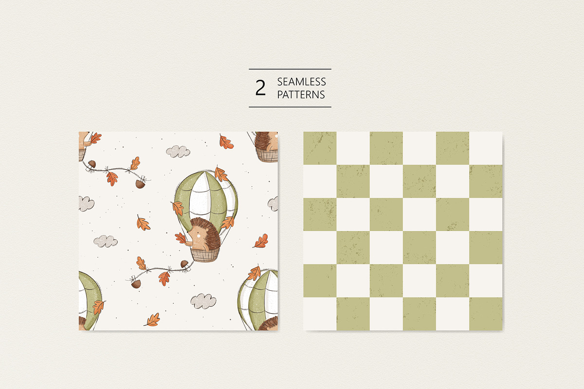 Hedgehog and air balloon, a Pattern Graphic by Olena Kuznietsova (Photo 2 of 10)