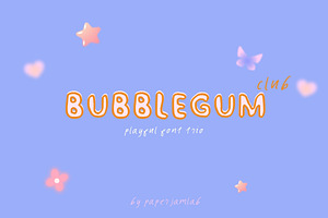 Bubble Gum Club. Playful trio font, a Handwritten Font by PaperJamLab