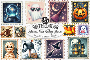 Halloween Faux Postage Stamps, an Illustration by Designking