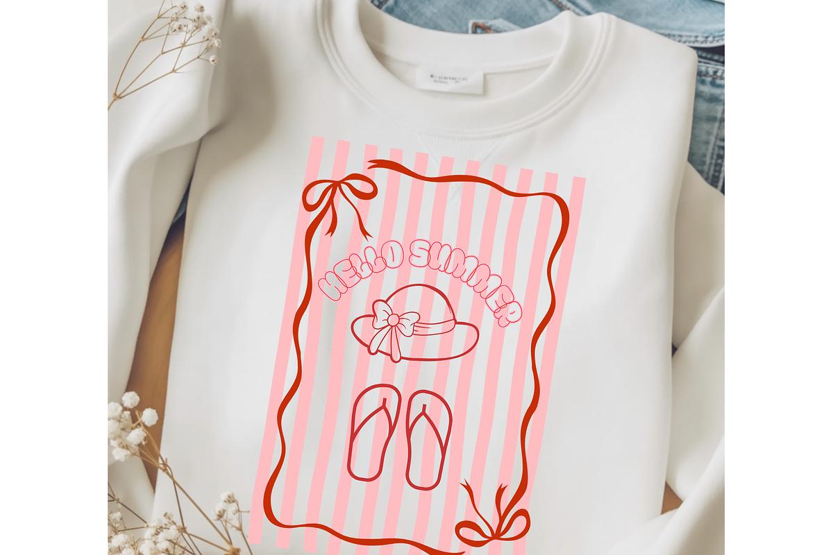 Hello Summer Illustrated Fun Graphic, a Shirt Mockup by Printable Design Store (Photo 3 of 5)