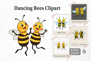 Dancing Bees Clipart, a Graphic by Artnoy