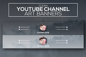 Clean Youtube Channel Art Banners, a Social Media Template by RussGFX