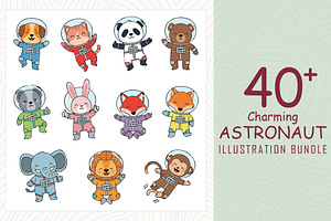 Cute astronaut animals colorful EPS
