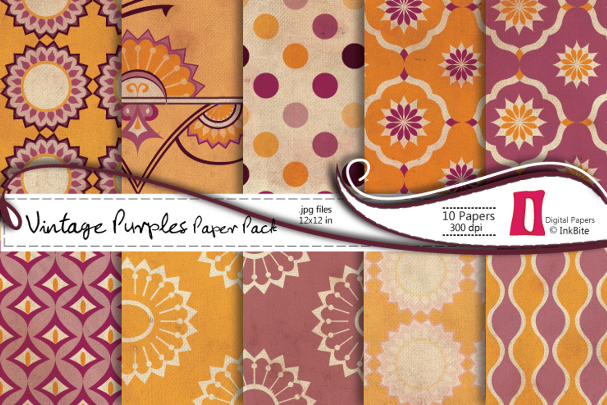 Vintage Purples Digital Papers