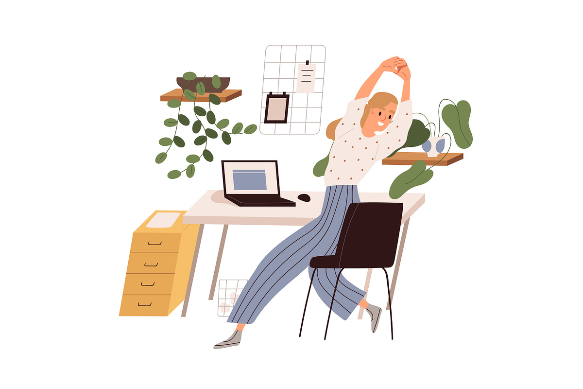 People do workout at workplace set, a Person Illustration by Good Studio (Photo 9 of 9)