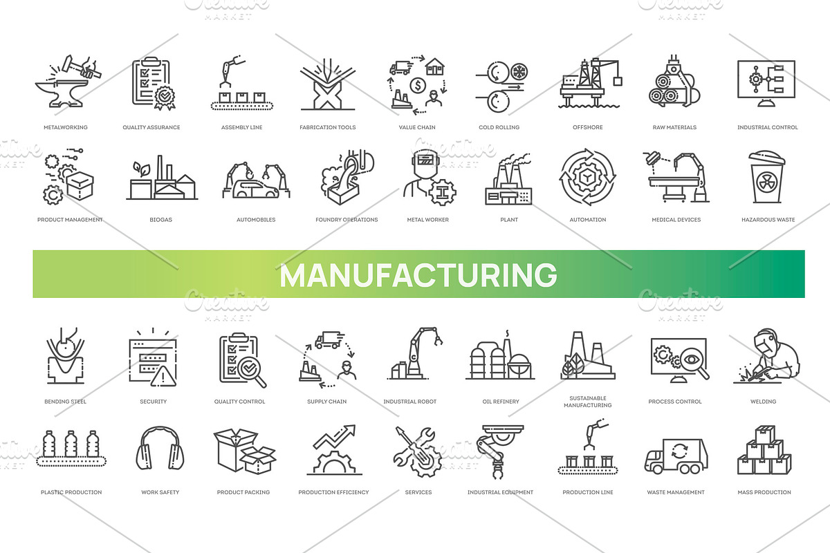 Manufacturing and Industrial Icons, an Outline Icon by Tettygreen (Photo 1 of 2)