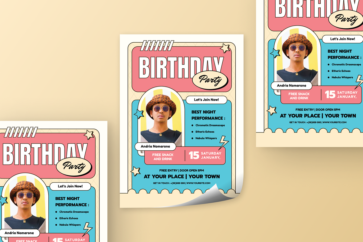 Pop Birthday Party Flyer, a Flyer Template by SquidPixey (Photo 3 of 5)