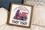 Funny Train Quote Sublimation Design, an Illustration by Libby Wishes (Thumbnail 3 of 6)