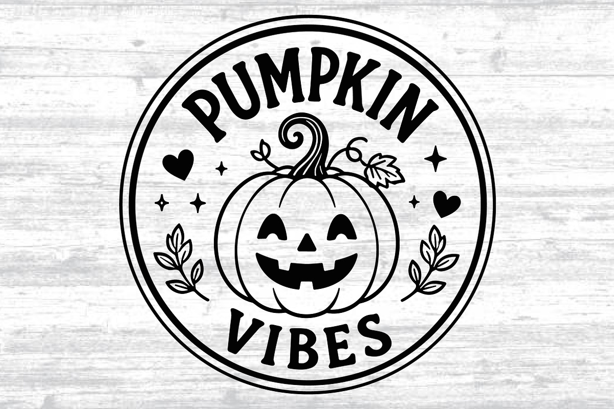 Pumpkin Vibes Round Door Sign SVG, an Object Graphic by Layerology (Photo 2 of 3)