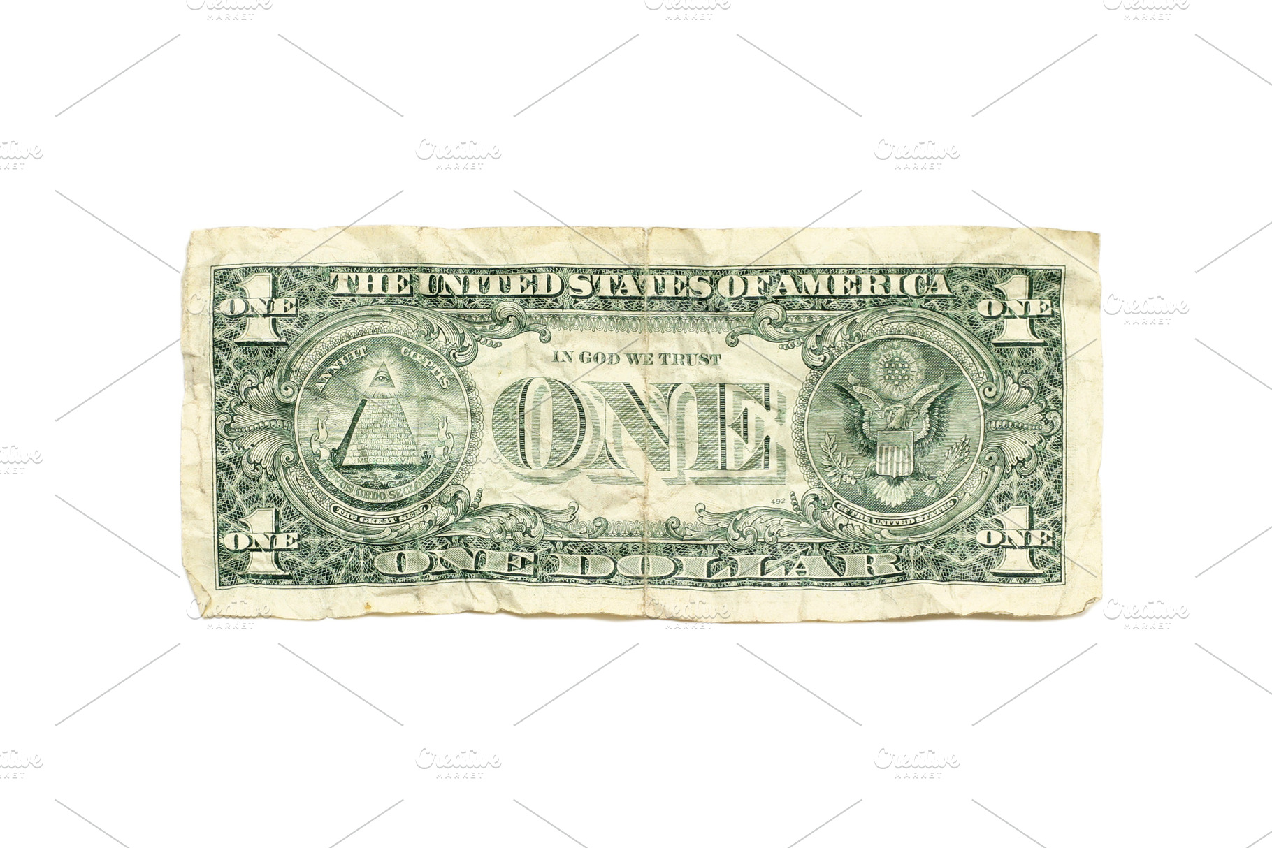 Crumpled dollar isolated, a Photo by saiko3p