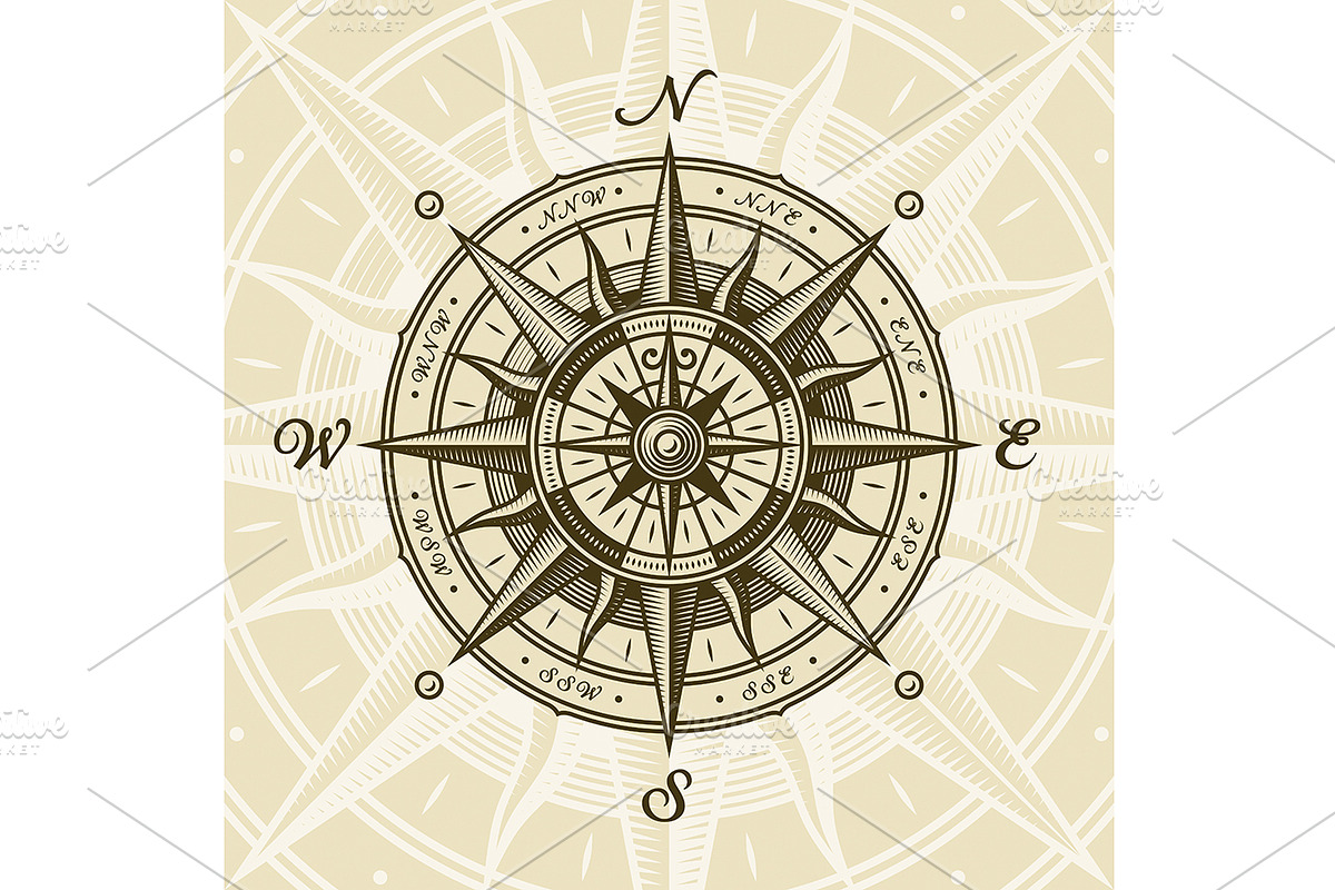 Vintage Nautical Compass Rose, a Decorative Illustration by Retro Graphics (Photo 2 of 2)