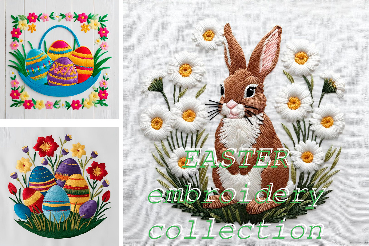 SET Easter idea Embossed Embroidery, a Background Graphic by IrySha (Photo 1 of 6)