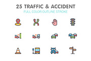 Traffic and Accident Color Icon, an Outline Icon by WORAKAMON Design Studio (Thumbnail 1 of 3)