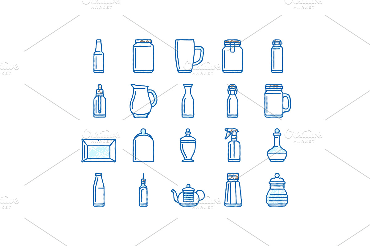 glass packaging bottle product icons, an Object Illustration by pikepicture