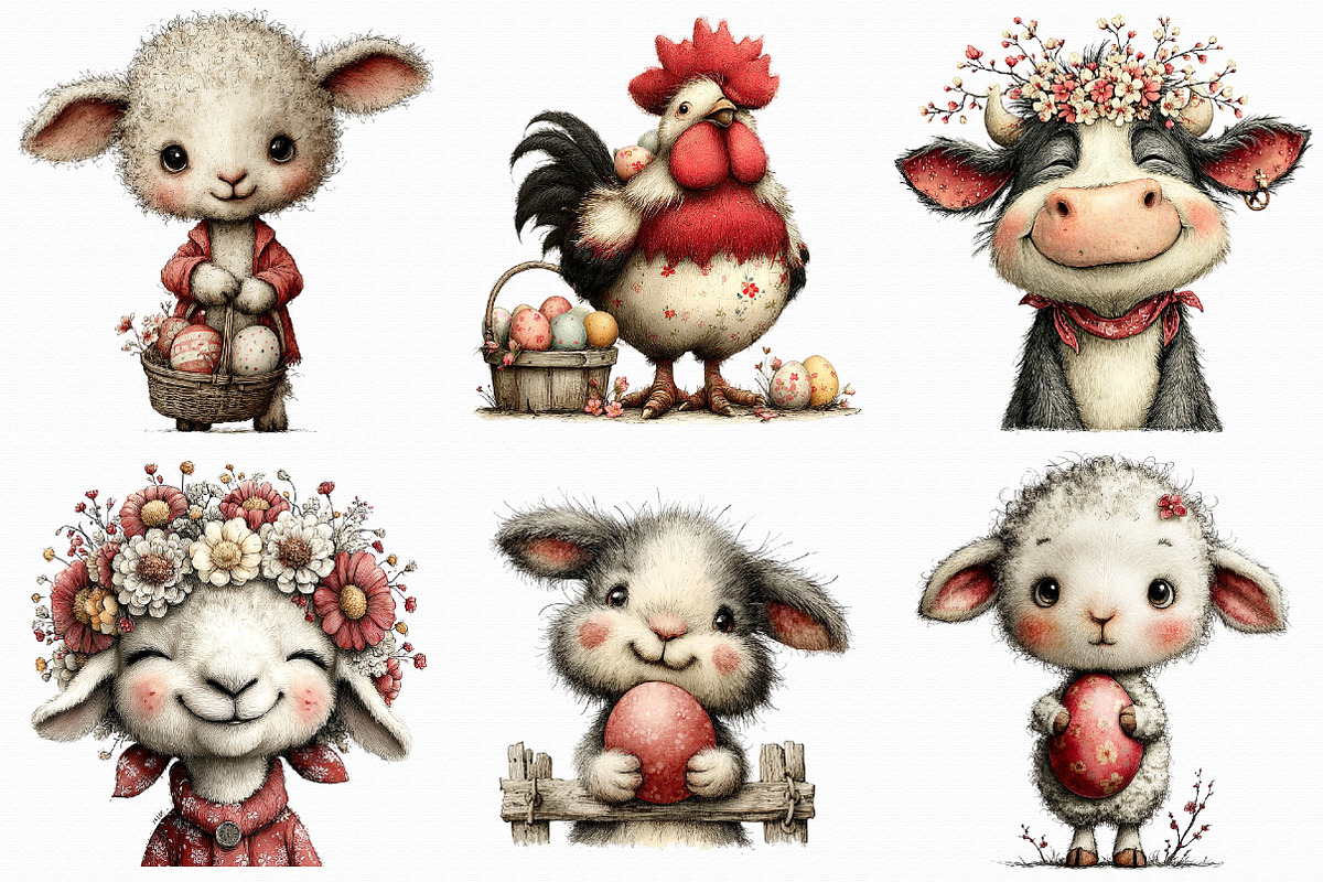 Whimsical Easter Farm Clipart, an Illustration by Libby Wishes (Photo 4 of 7)