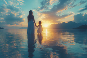 Mother and child standing together b, a Photo by Tanuart