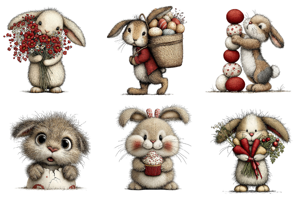 Whimsical Easter Bunny Clipart, an Illustration by CreationArt (Photo 5 of 6)
