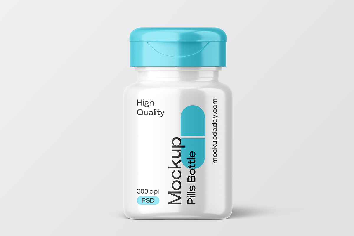 Mini Pill Bottle Mockup with Cap, a Cups & Container Mockup by Mockupdaddy (Photo 9 of 27)