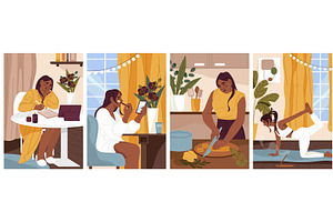 Set of woman daily routine. Female, an Object Illustration by Elegant Solution