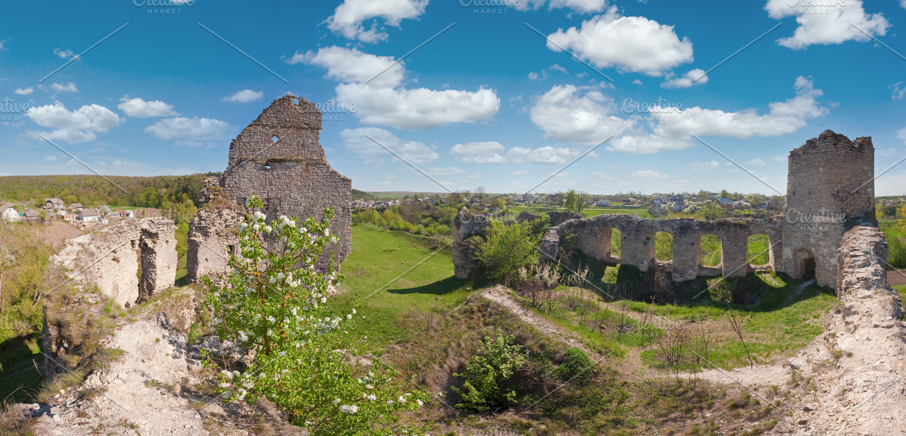 Spring view of Sydoriv Castle ruins (built in 1640s). Sydoriv vi, a Nature Photo by YuriyB
