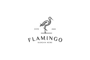 Flamingo Animal Line Logo Vector