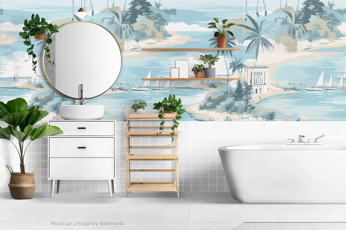 Palm Beach Toile Seamless Pattern, a Pattern Graphic by STUDIO CHOTI (Photo 7 of 9)