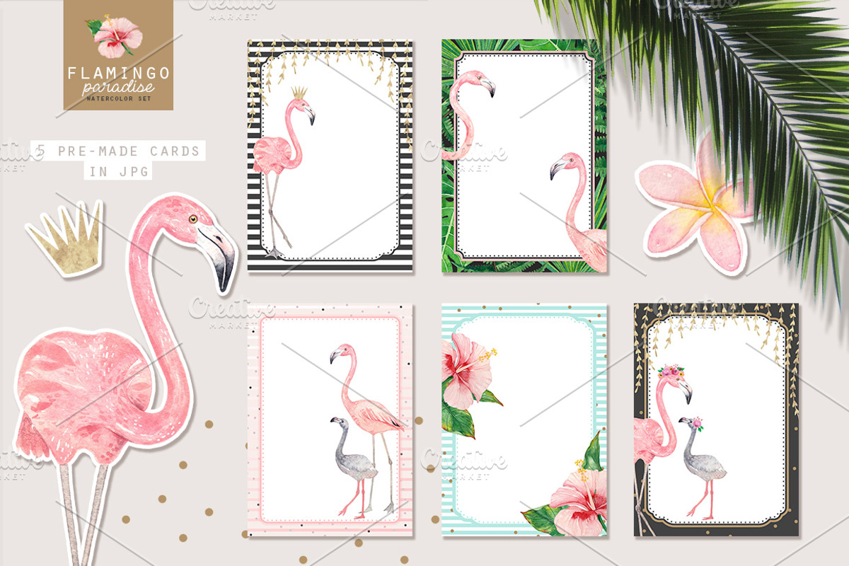FLAMINGO PARADISE watercolor set, an Illustration by Natali Smolova (Photo 4 of 11)