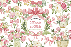 Watercolor Blush Rose Clipart, an Illustration by TatiMockup
