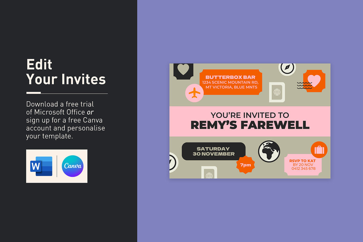 Remy Farewell Party Invitation, an Invitation Template by Mountain Folk Creative (Photo 5 of 6)