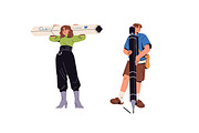 Tiny people with big pens, pencils, a Person Illustration by PaperTrident (Thumbnail 7 of 9)