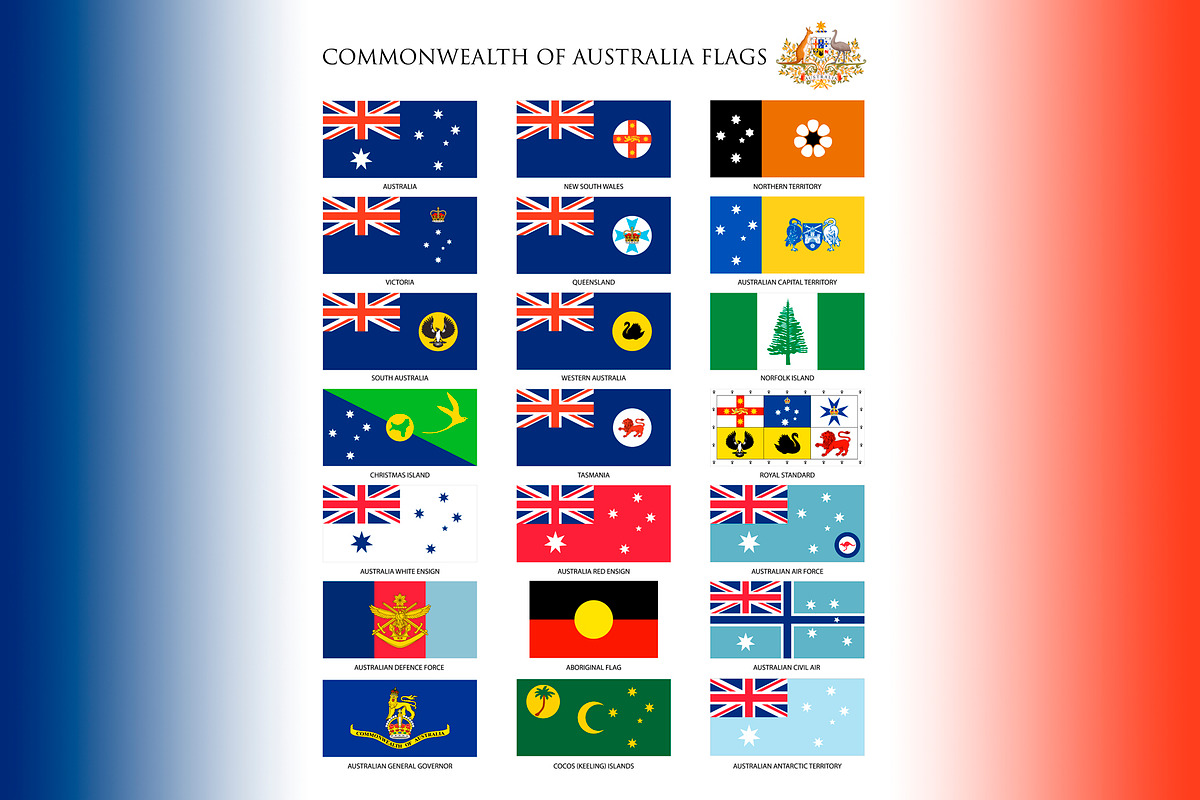 Australian flags set vector, an Education Illustration by frizio (Photo 1 of 4)