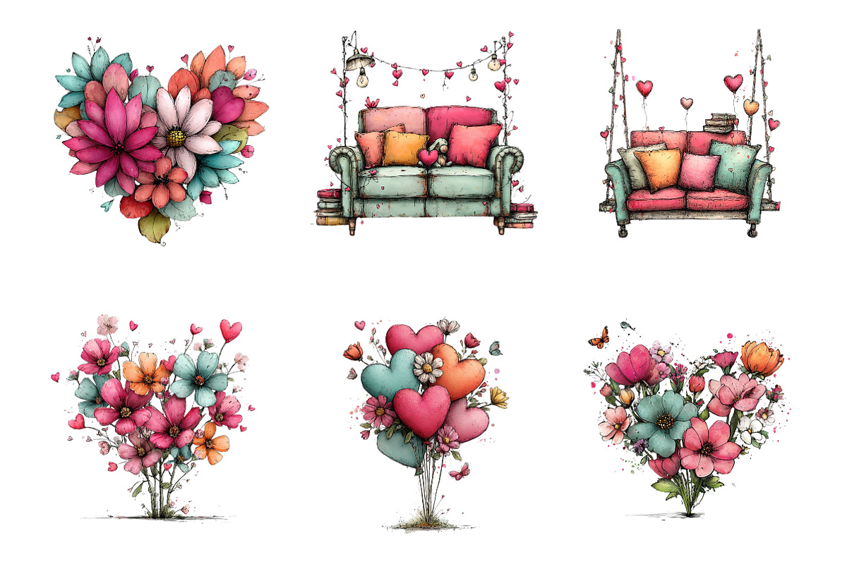 valentines day love clipart, an Illustration by SinaCreation (Photo 4 of 10)