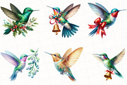 Christmas Hummingbird Clipart, an Illustration by OK Design (Thumbnail 2 of 5)