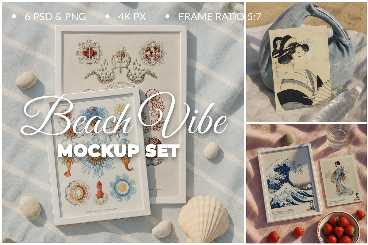 Beach art mockup for din A posters, a Product Mockup by SigaSigaMockup (Photo 1 of 4)