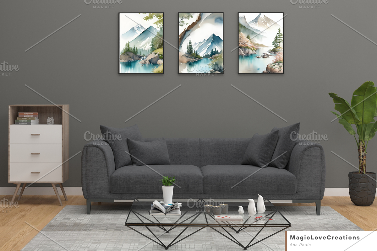 Watercolor Mountain Print Wall Decor, a Poster Template by MagicLove Creations (Photo 6 of 8)