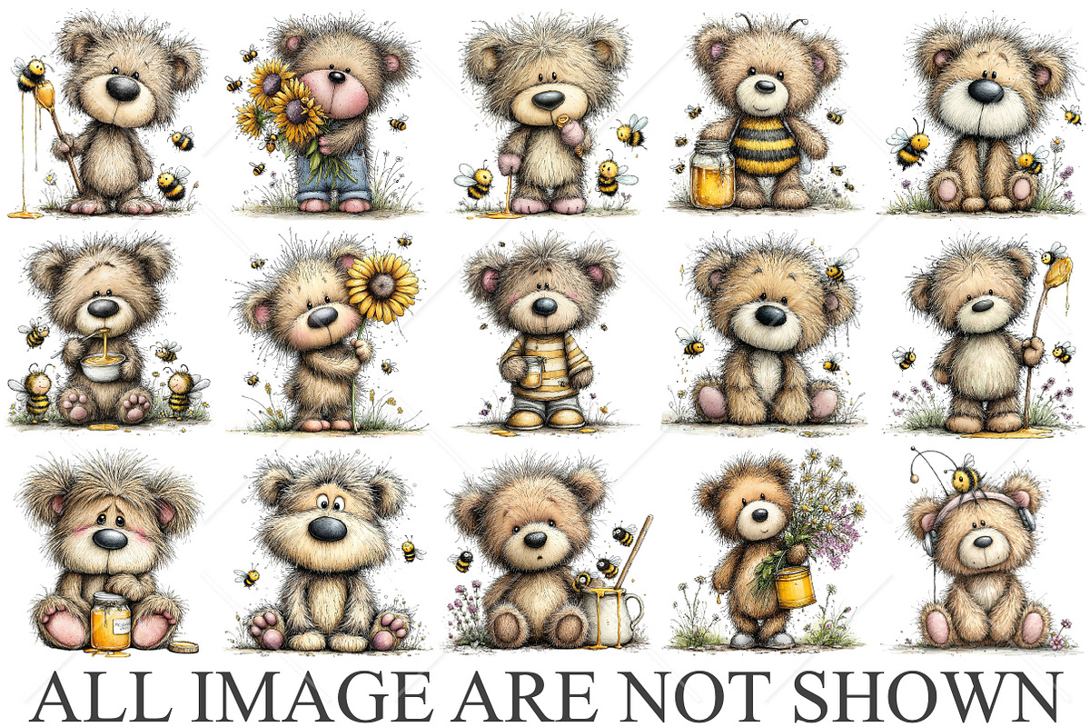 Whimsical Bear and Bees Clipart, a Seasonal Illustration by Canvas Craft (Photo 4 of 10)