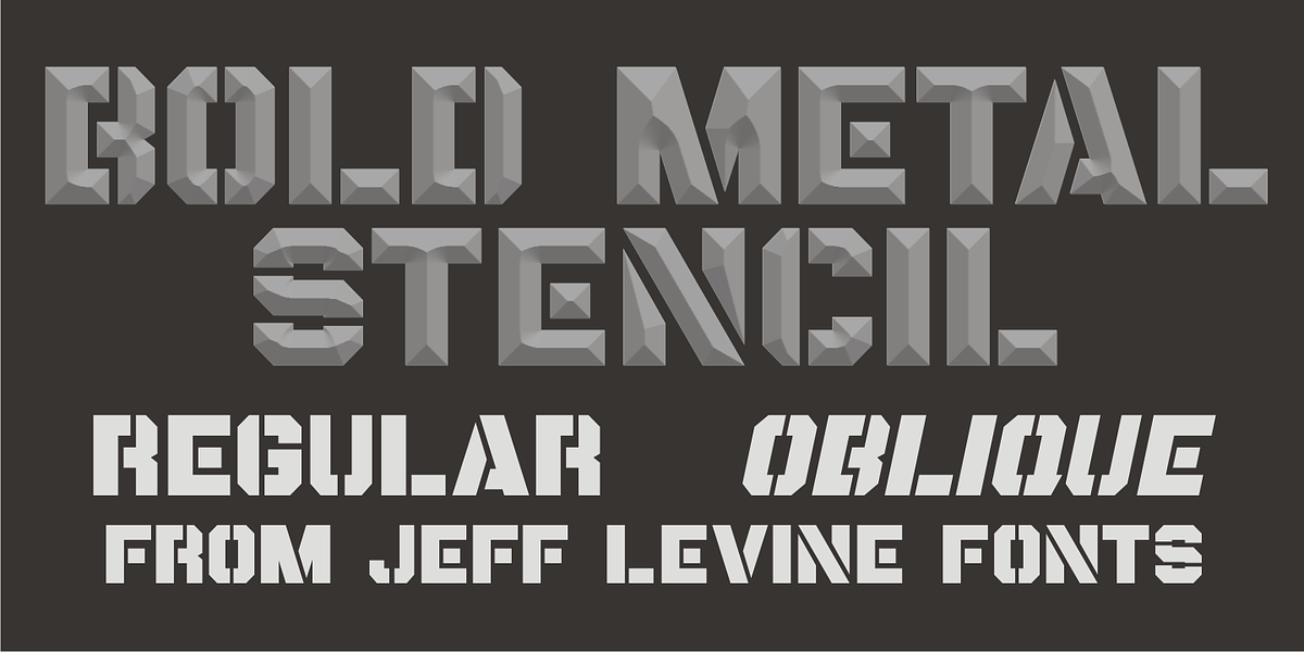 Bold Metal Stencil JNL, a Sans Serif Font by Jeff Levine Fonts
