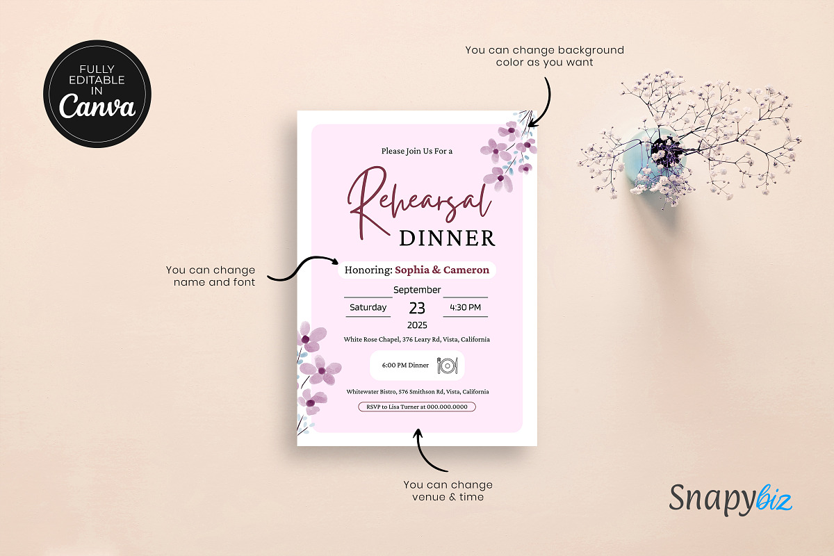 Rehearsal Dinner Invitation Template, an Invitation Template by Snapybiz (Photo 8 of 10)