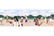 People crowd walk in urban park, a Person Illustration by PaperTrident (Thumbnail 1 of 3)