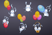 Easter Rabbits with Easter balloons, an Animal Illustration by yuanden graphics (Thumbnail 4 of 4)
