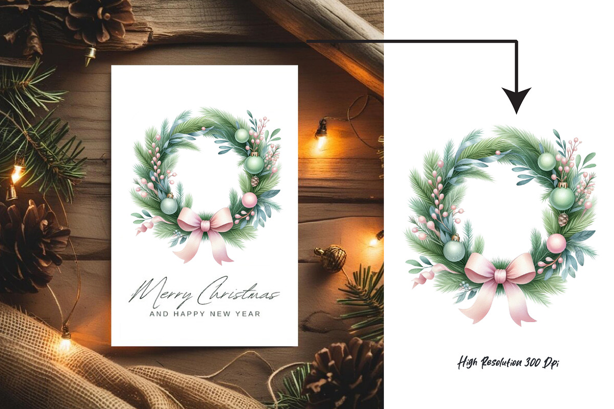 Grass Wreath Christmas Sublimation, an Illustration by CreationArt (Photo 6 of 6)