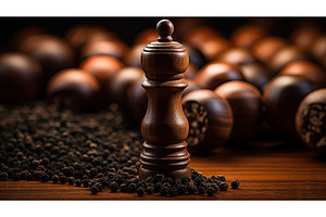 showcase wooden black pepper ai, a Background Photo by pikepicture