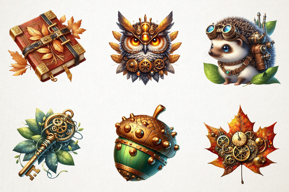 Steampunk Autumn Clipart, an Illustration by RobertsArt (Photo 4 of 7)