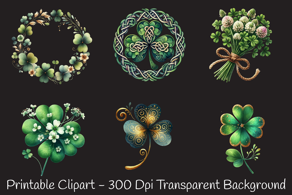 St Patrick Clover Clipart, an Illustration by RobertsArt (Photo 5 of 7)
