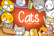 Cute Kawaii Cats Cartoon Vector, an Animal Illustration by Jocularity Art (Thumbnail 1 of 3)