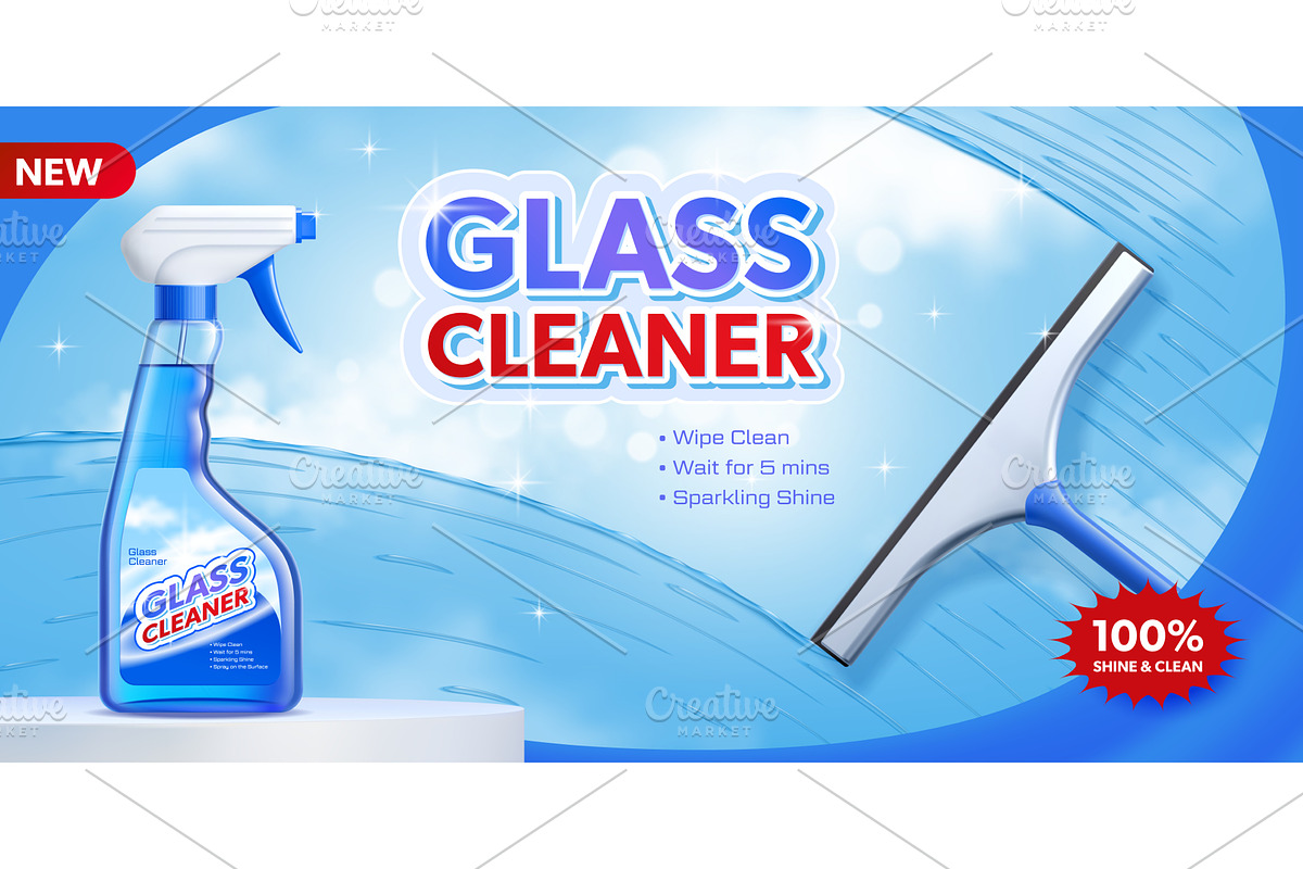 Window glass cleaner banner, an Object Illustration by Buch&Bee