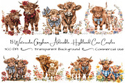 202 Watercolor Highland Cow Clip Art, an Animal Illustration by Art Paradise Studios (Thumbnail 1 of 8)