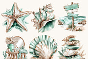 Watercolor Summer Beach Clipart, a Seasonal Illustration by BusyDaydesign (Thumbnail 6 of 9)