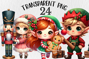 Whimsical Chibi Elf Clipart, a Seasonal Illustration by Rose Art